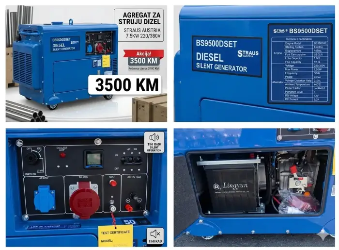 Slika oglasa AGREGAT ZA STRUJU DIZEL STRAUS AUSTRIA 7.5KW 220/380V